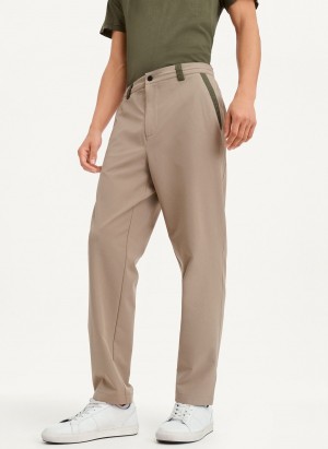 Beige Dkny Olive Trim Elastic Waist Men's Pants | W8646171