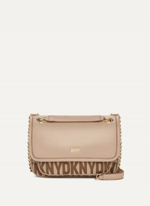 Beige Dkny Porter Flap Women's Crossbody Bags | H5747279