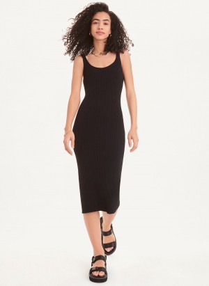 Black Dkny Back Strap Midi Women's Dress | R7251651