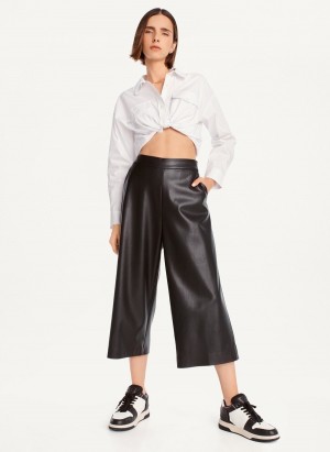 Black Dkny Crop Wide-Leg Women's Pants | M7875035