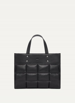 Black Dkny Globalist Small Quilted Book Women's Tote Bags | X4560243