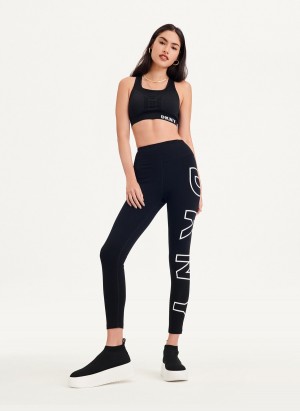 Black Dkny Logo Mesh Women's Sports Bra | E1514849