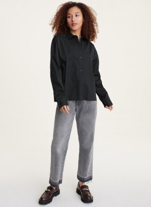 Black Dkny Long Sleeve Cutout Women's Shirts | J0913409