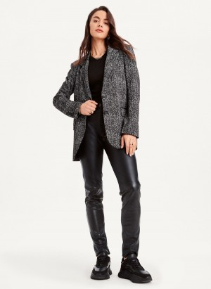 Black Dkny Long Sleeve Trim Tailored Women's Jackets | F6935162