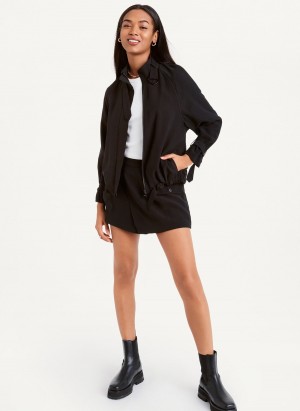 Black Dkny Long Sleeve Women's Jackets | Q4498891