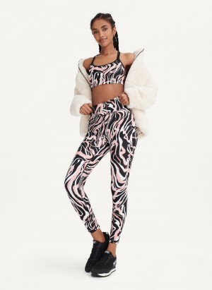 Black Dkny Marble Swirl Print High Waist Women's Leggings | U0456326