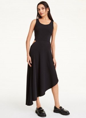 Black Dkny Maxi Asymmetrical Women's Dress | G7957037