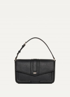 Black Dkny Maxxe Shoulder Flap Women's Crossbody Bags | X2007373