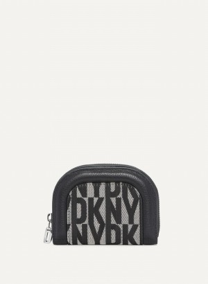 Black Dkny Metro Half Zip Around Women's Wallets | R8135529