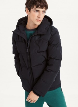 Black Dkny Mixed Media Classic Men's Puffer Jacket | V9227124