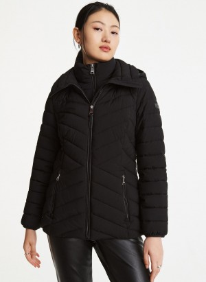 Black Dkny Packable Women's Jackets | Z6932195