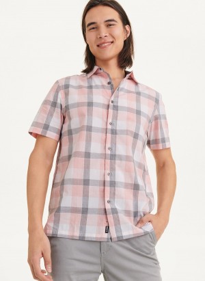 Black Dkny Plaid Men's Shirts | E5996603