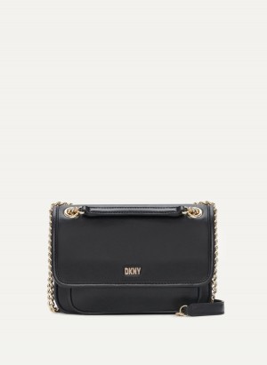 Black Dkny Porter Flap Women's Crossbody Bags | Q4937791