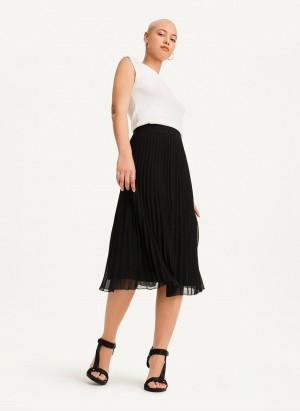 Black Dkny Pull On Pleated Maxi Women's Skirts | L7949101