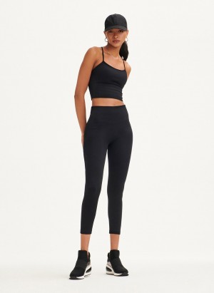 Black Dkny Rib Knit High Waisted Seamless Women's Leggings | R3964022