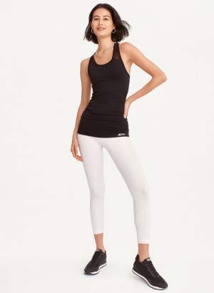 Black Dkny Seamless Racerback Ruched Women's Tank Top | M4492656