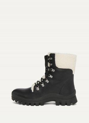 Black Dkny Shearling Ski Women's Boots | D4944972