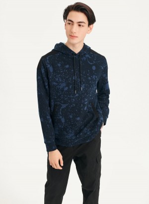 Black Dkny Splat Print Terry Men's Hoodie | M9312661