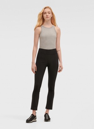 Black Dkny Split Seam Compression With Zippers Women's Leggings | J7484835