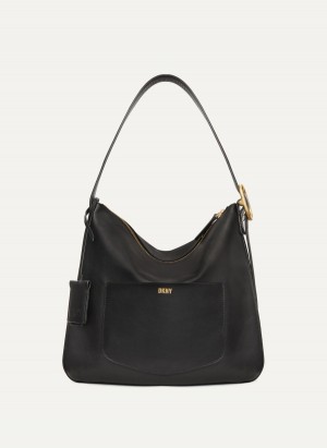 Black Dkny The Medium Optimist Women's Shoulder Bags | S2093793