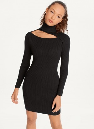 Black Dkny Turtleneck Sweater Women's Dress | U2837352