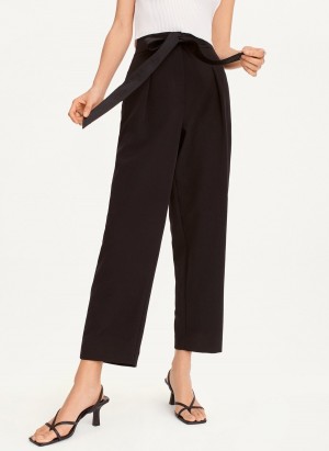 Black Dkny Twill Cropped Women's Pants | E0940762