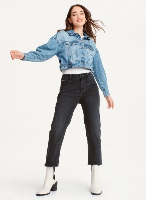 Blue Dkny Puff Sleeve Denim Women's Jackets | J0986398