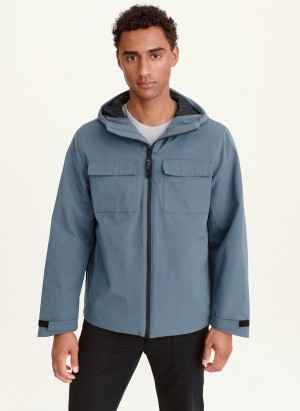 Blue Dkny Textured Arctic Men's Jackets | F8295787