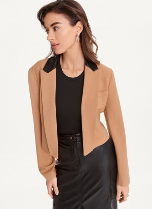 Brown Dkny Cropped Tailored Women's Jackets | K7469971