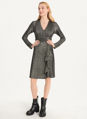 Grey Dkny Sparkle Knit Wrap Women's Dress | G2271390