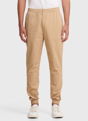 Khaki Dkny Twill Men's Jogger | I9809688