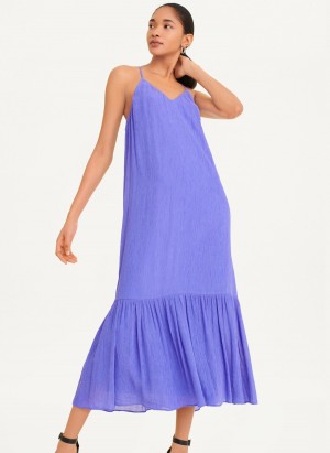 Lavender Dkny Sleeveless Crinkly Rayon Women's Dress | L1325956