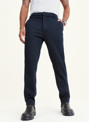 Navy Dkny Plaid Men's Pants | I0531037