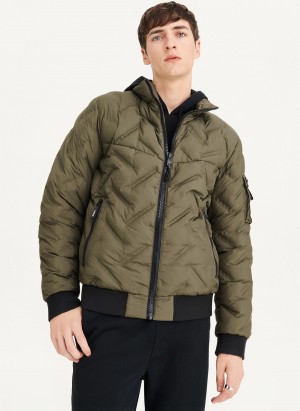 Olive Dkny Quilted Bomber Men's Jackets | I5432081