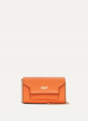 Orange Dkny Millie Micro Leather Flap Women's Crossbody Bags | P8491752