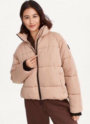 Pink Dkny Boxy High Low W/ Pockets Women's Puffer Jacket | I9216295