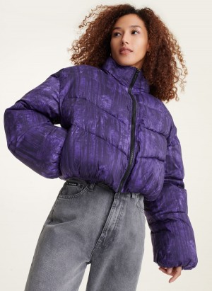 Purple Dkny Long Sleeve Women's Puffer Jacket | T1372351