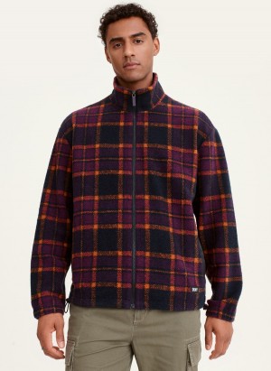 Purple Dkny Plaid Sherpa Men's Jackets | H5516265