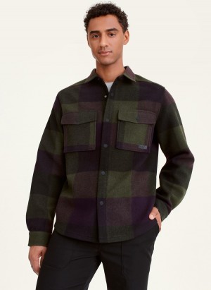 Purple Dkny Plaid Shirt Men's Jackets | O7842708