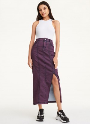 Purple Dkny Seamed Women's Skirts | C6697480