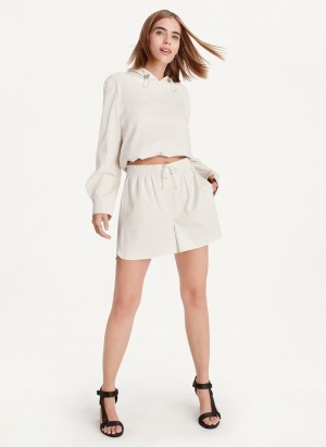 White Dkny Faux Leather Pull On Women's Shorts | U2681780