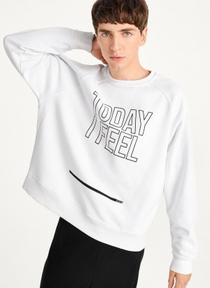 White Dkny Today I Feel Men's Sweatshirts | Q2438586