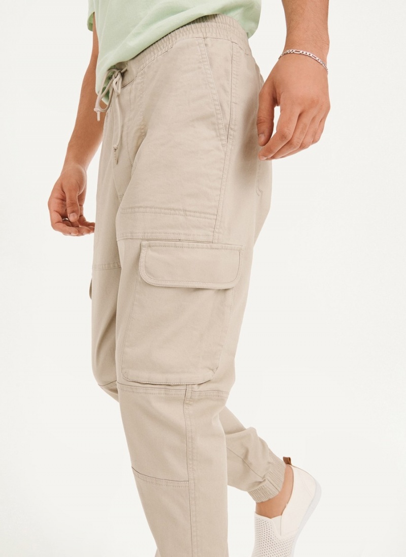 Beige Dkny Cargo Woven Men's Jogger | V7793345