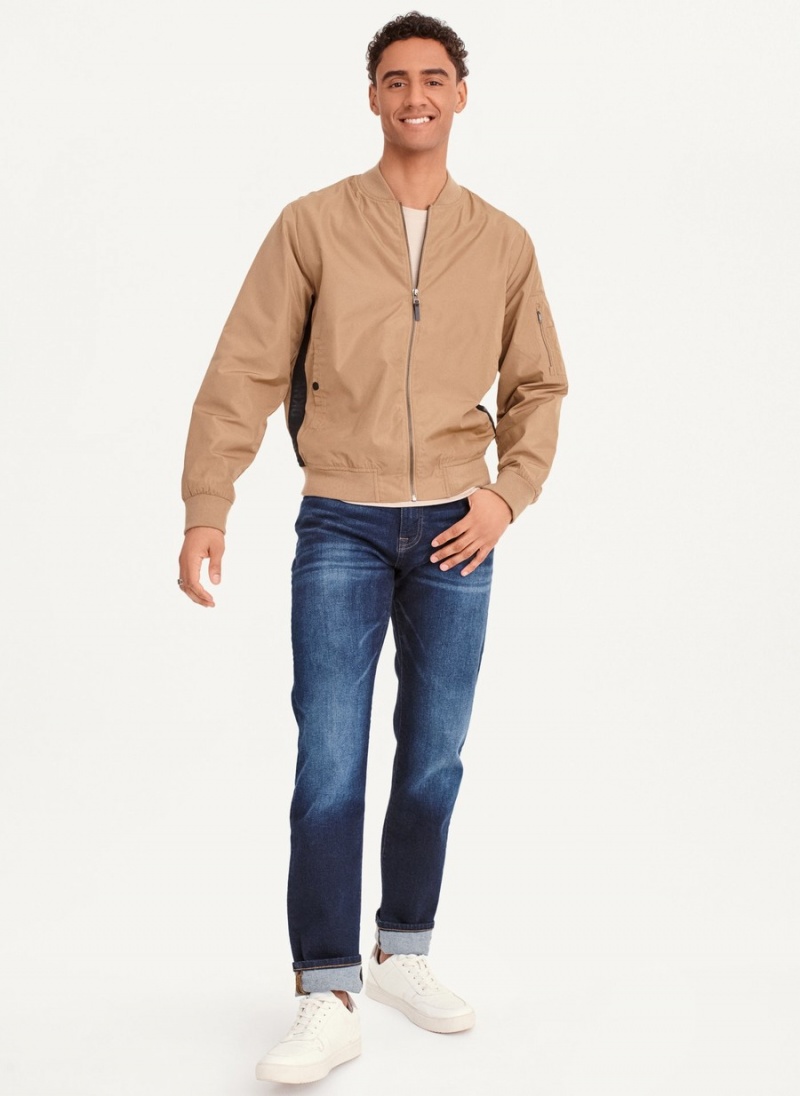 Beige Dkny Logo Tape Men's Bomber Jackets | E6880664