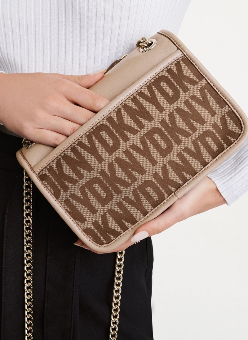 Beige Dkny Porter Flap Women's Crossbody Bags | H5747279