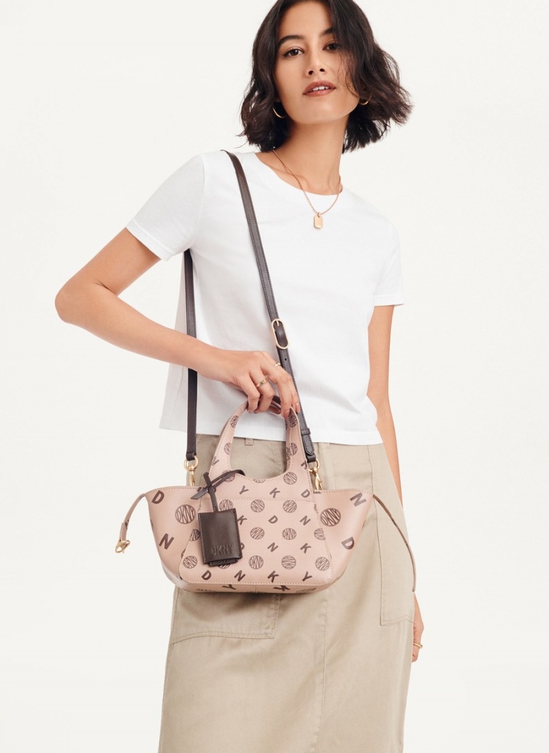 Beige Dkny The Mini Logo Effortless Women's Tote Bags | V7879897