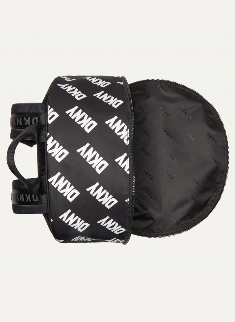 Black Dkny All Over Logo Men's Backpacks | P8642030