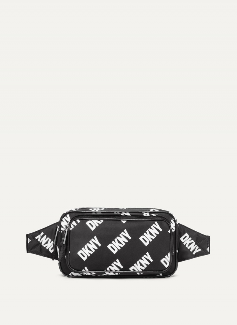 Black Dkny All Over Logo Men\'s Belt Bags | S0243265