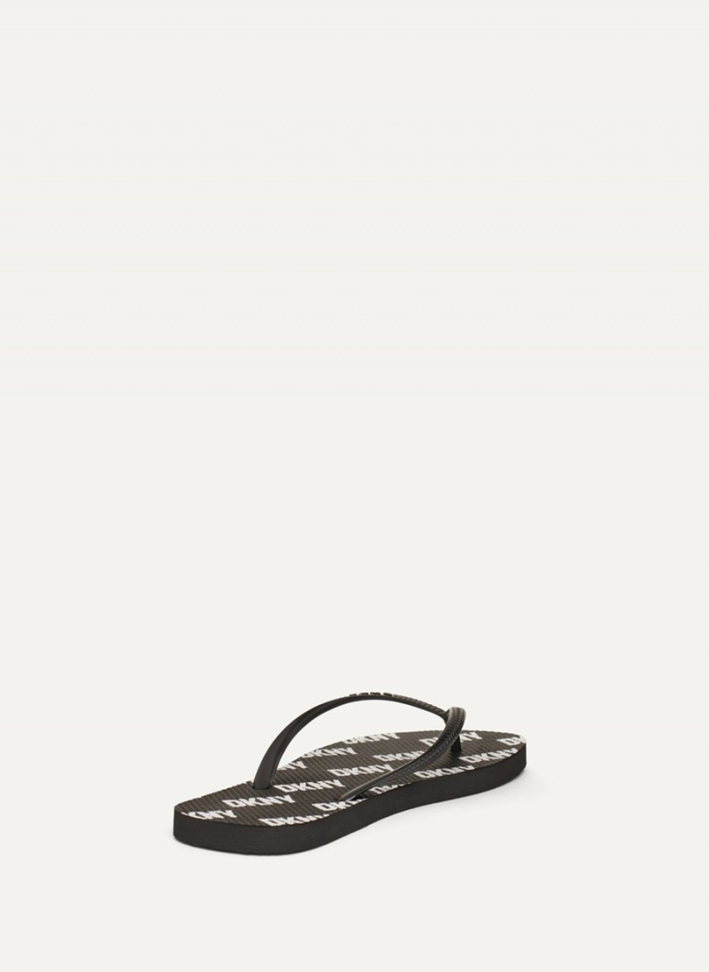 Black Dkny Allover Logo Men's Flip Flops | M2257662