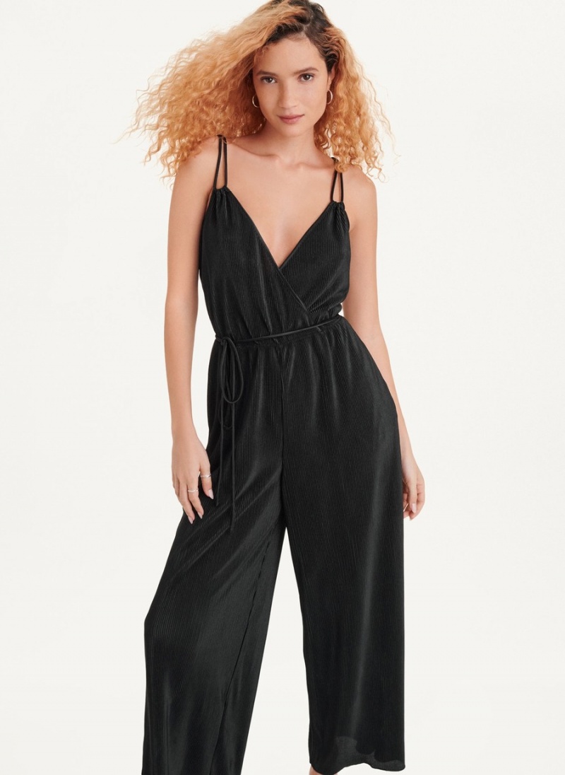 Black Dkny Belted All-In-One Women's Jumpsuit | Q7741535